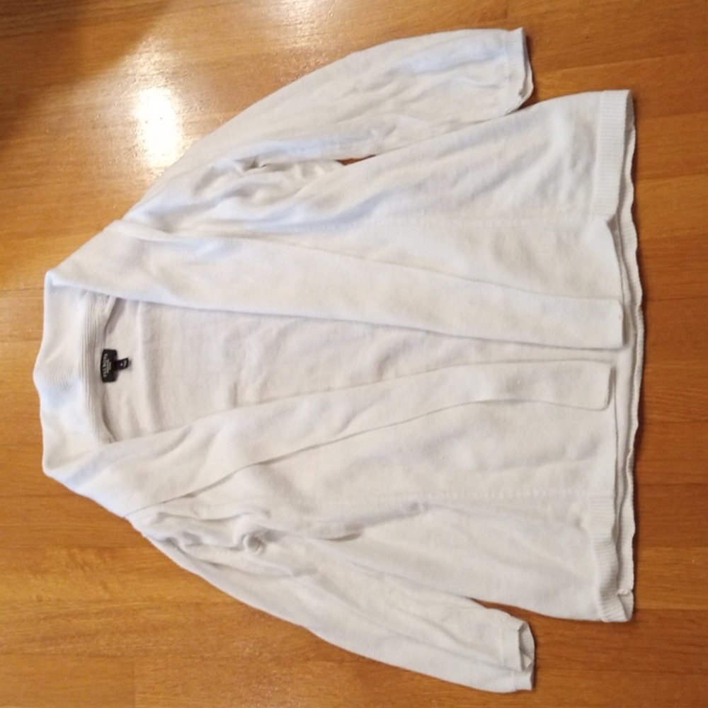 Talbots White Cardigan Linen Blend Women's Top Small